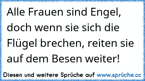 Alle Frauen sind Engel, doch wenn sie sich die Flügel brechen, reiten sie auf dem Besen weiter!