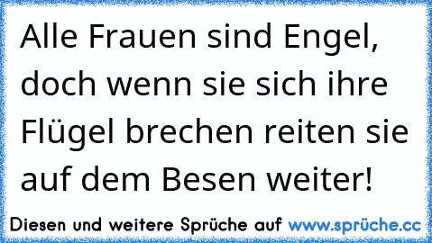 Alle Frauen sind Engel, doch wenn sie sich ihre Flügel brechen reiten sie auf dem Besen weiter!