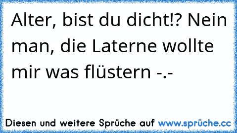 Alter, bist du dicht!? Nein man, die Laterne wollte mir was flüstern -.-