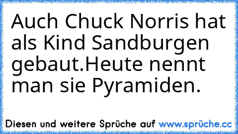 Auch Chuck Norris hat als Kind Sandburgen gebaut.
Heute nennt man sie Pyramiden.