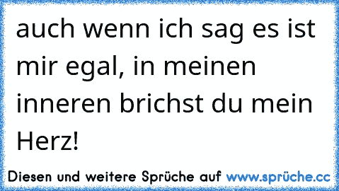 auch wenn ich sag es ist mir egal, in meinen inneren brichst du mein Herz!