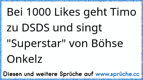 Bei 1000 Likes geht Timo zu DSDS und singt "Superstar" von Böhse Onkelz