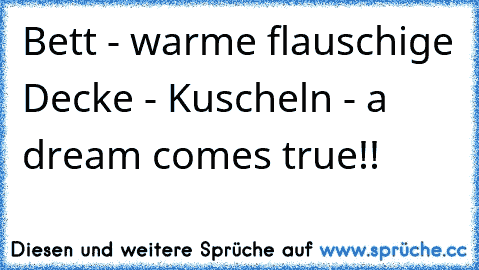 Bett - warme flauschige Decke - Kuscheln - a dream comes true!! 