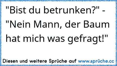 "Bist du betrunken?" - "Nein Mann, der Baum hat mich was gefragt!"