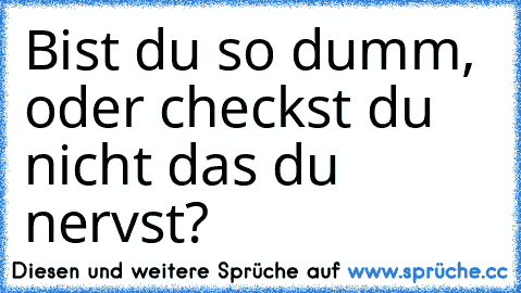 Bist du so dumm, oder checkst du nicht das du nervst?