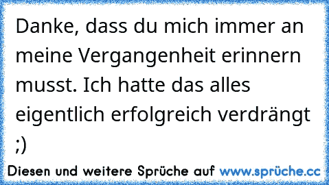 Danke, dass du mich immer an meine Vergangenheit erinnern musst. Ich hatte das alles eigentlich erfolgreich verdrängt ;)