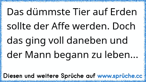 Das dümmste Tier auf Erden sollte der Affe werden. Doch das ging voll daneben und der Mann begann zu leben...