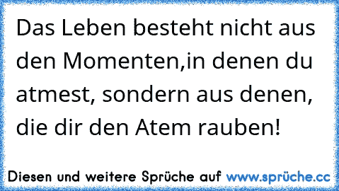 Das Leben besteht nicht aus den Momenten,
in denen du atmest, sondern aus denen, die dir den Atem rauben!