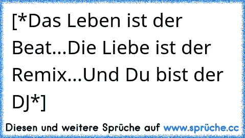 [*Das Leben ist der Beat...Die Liebe ist der Remix...Und Du bist der DJ*]