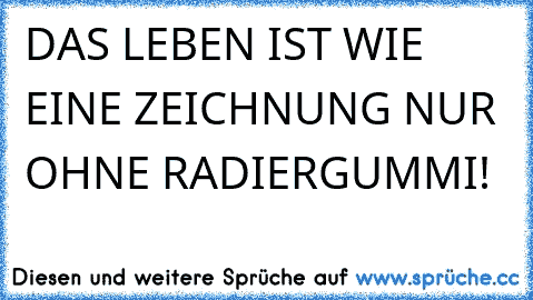 DAS LEBEN IST WIE EINE ZEICHNUNG NUR OHNE RADIERGUMMI!