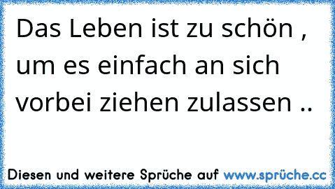 Das Leben ist zu schön , um es einfach an sich vorbei ziehen zulassen .. ♥