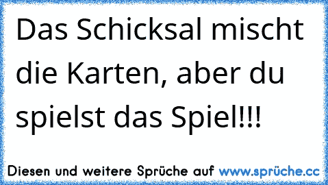 Das Schicksal mischt die Karten, aber du spielst das Spiel!!!