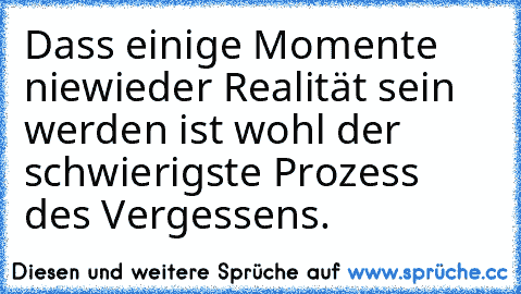 Dass einige Momente niewieder Realität sein werden ist wohl der schwierigste Prozess des Vergessens.