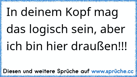 In deinem Kopf mag das logisch sein, aber ich bin hier draußen!!!