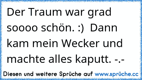 Der Traum war grad soooo schön. :) ♥ Dann kam mein Wecker und machte alles kaputt. -.-