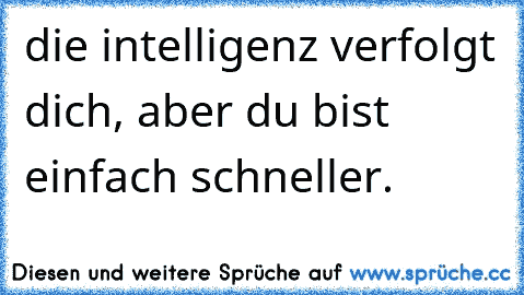 die intelligenz verfolgt dich, aber du bist einfach schneller.