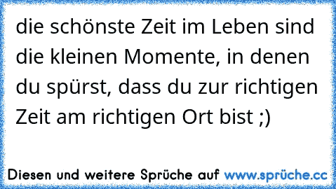 die schönste Zeit im Leben sind die kleinen Momente, in denen du spürst, dass du zur richtigen Zeit am richtigen Ort bist ;)  ♥