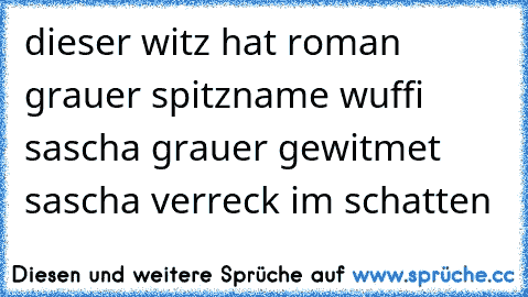 dieser witz hat roman grauer spitzname wuffi sascha grauer gewitmet sascha verreck im schatten