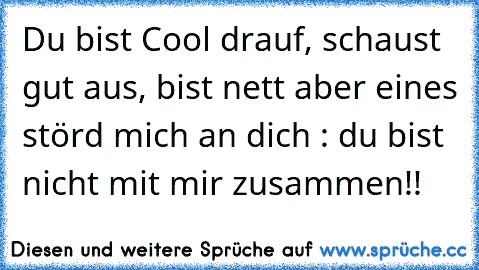 Du bist Cool drauf, schaust gut aus, bist nett aber eines störd mich an dich : du bist nicht mit mir zusammen!!