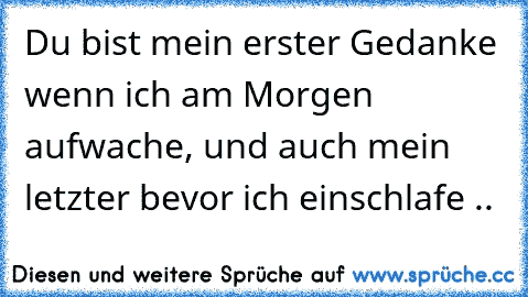 Du bist mein erster Gedanke wenn ich am Morgen aufwache, und auch mein letzter bevor ich einschlafe .. 