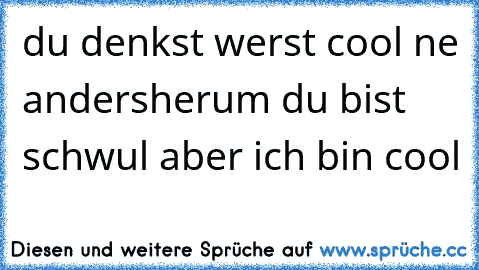 du denkst werst cool ne andersherum du bist schwul aber ich bin cool