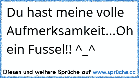 Du hast meine volle Aufmerksamkeit...Oh ein Fussel!! ^_^