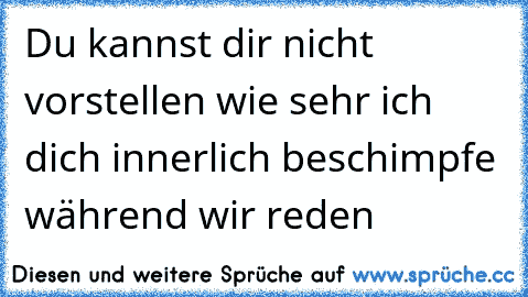 Du kannst dir nicht vorstellen wie sehr ich dich innerlich beschimpfe während wir reden