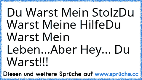 Du Warst Mein Stolz
Du Warst Meine Hilfe
Du Warst Mein Leben...
Aber Hey... Du Warst!!!