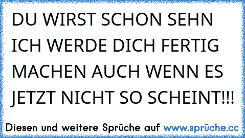 DU WIRST SCHON SEHN ICH WERDE DICH FERTIG MACHEN AUCH WENN ES JETZT NICHT SO SCHEINT!!!