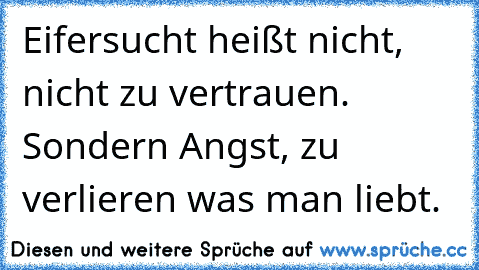 Eifersucht heißt nicht, nicht zu vertrauen. Sondern Angst, zu verlieren was man liebt.♥