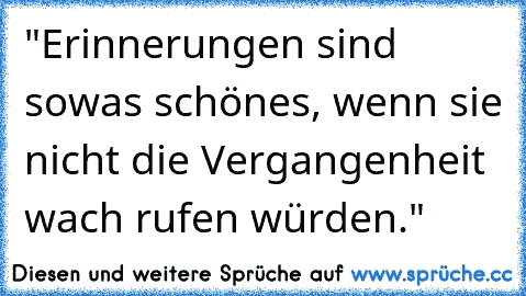 "Erinnerungen sind sowas schönes, wenn sie nicht die Vergangenheit wach rufen würden."