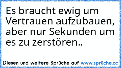 Es braucht ewig um Vertrauen aufzubauen, aber nur Sekunden um es zu zerstören..