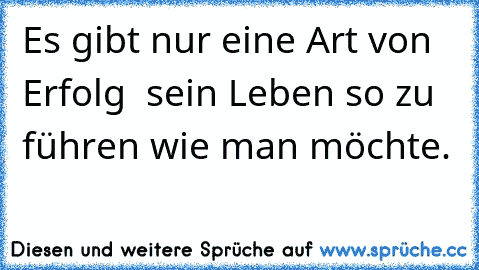 Es gibt nur eine Art von Erfolg – sein Leben so zu führen wie man möchte.