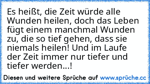 Es heißt, die Zeit würde alle Wunden heilen, doch das Leben fügt einem manchmal Wunden zu, die so tief gehen, dass sie niemals heilen! Und im Laufe der Zeit immer nur tiefer und tiefer werden...! ♥