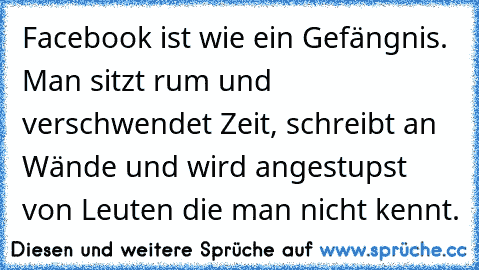 Facebook ist wie ein Gefängnis. Man sitzt rum und verschwendet Zeit, schreibt an Wände und wird angestupst von Leuten die man nicht kennt.