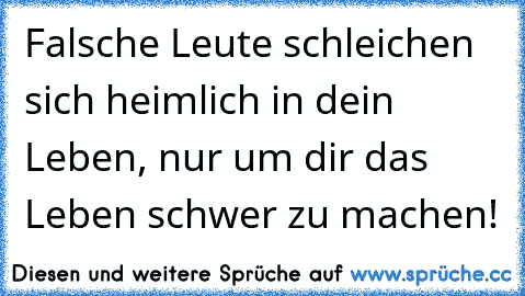 Falsche Leute schleichen sich heimlich in dein Leben, nur um dir das Leben schwer zu machen!