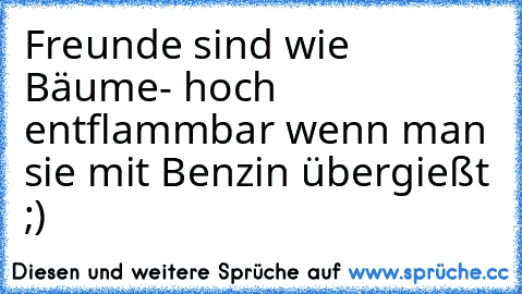 Freunde sind wie Bäume
- hoch entflammbar wenn man sie mit Benzin übergießt ;)