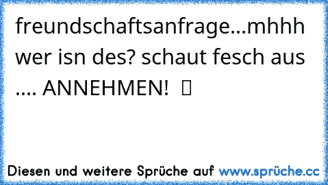 freundschaftsanfrage...mhhh wer isn des? schaut fesch aus .... ANNEHMEN!  ツ