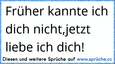 Früher kannte ich dich nicht,
jetzt liebe ich dich!