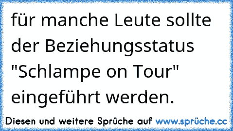 für manche Leute sollte der Beziehungsstatus "Schlampe on Tour" eingeführt werden.