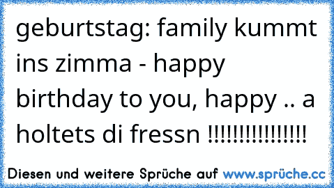 geburtstag: family kummt ins zimma - happy birthday to you, happy .. a holtets di fressn !!!!!!!!!!!!!!!!