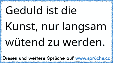 Geduld ist die Kunst, nur langsam wütend zu werden.