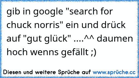 gib in google "search for chuck norris" ein und drück auf "gut glück" ....^^ daumen hoch wenns gefällt ;)