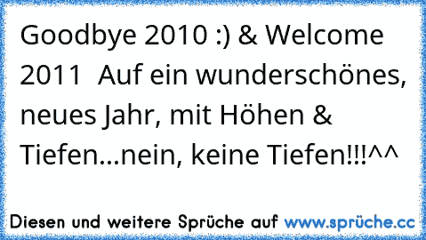 Goodbye 2010 :) & Welcome 2011 ♥ Auf ein wunderschönes, neues Jahr, mit Höhen & Tiefen...nein, keine Tiefen!!!^^