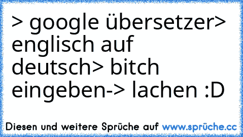 > google übersetzer
> englisch auf deutsch
> bitch eingeben
-> lachen :D