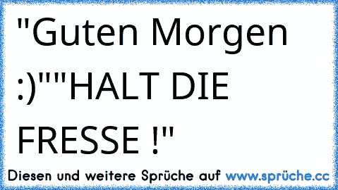 "Guten Morgen :)"
"HALT DIE FRESSE !"