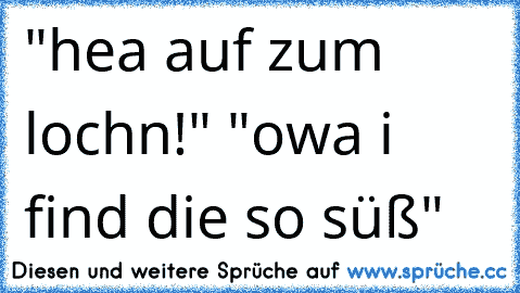 "hea auf zum lochn!" "owa i find die so süß"