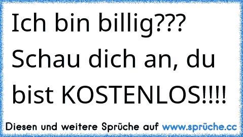 Ich bin billig??? Schau dich an, du bist KOSTENLOS!!!!