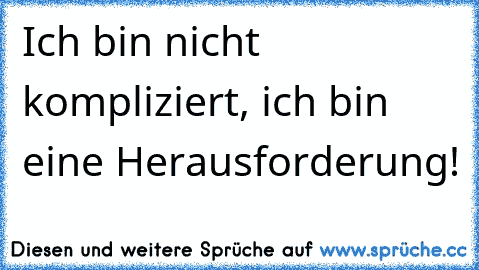 Ich bin nicht kompliziert, ich bin eine Herausforderung!