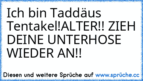 Ich bin Taddäus Tentakel!
ALTER!! ZIEH DEINE UNTERHOSE WIEDER AN!!